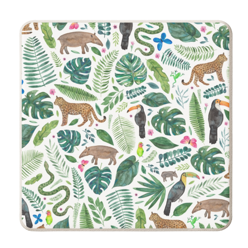 Jungle Leaves and Animals - personalised beer coaster by elena o'neill
