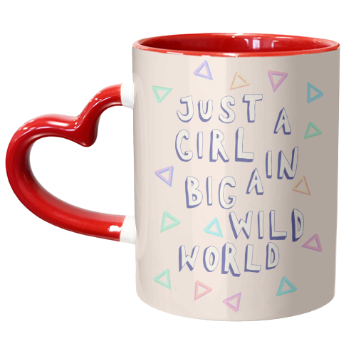 Just a girl in a big wild world - unique mug by minniemorris art