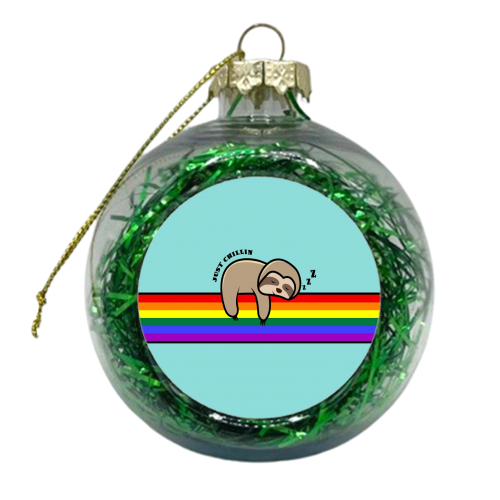 Just Chillin Sloth / Cute Sloth Snoozing On A Rainbow - xmas bauble by InspiredImages