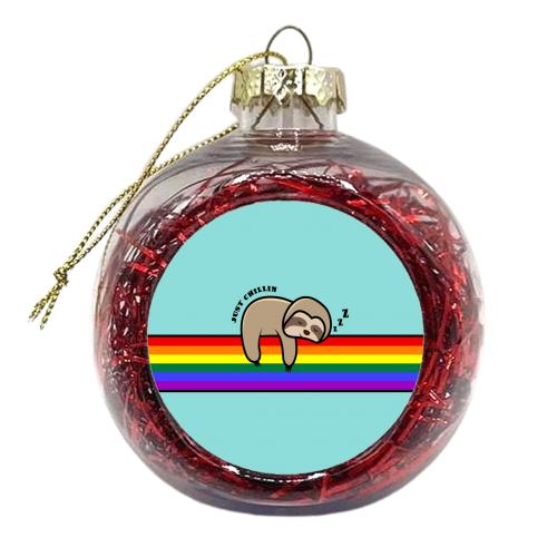 Just Chillin Sloth / Cute Sloth Snoozing On A Rainbow - xmas bauble by InspiredImages