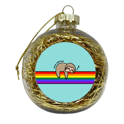 Just Chillin Sloth / Cute Sloth Snoozing On A Rainbow - xmas bauble by InspiredImages