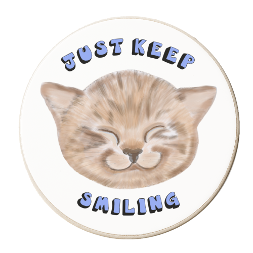 Just keep smiling kitten - personalised beer coaster by PixieDrew