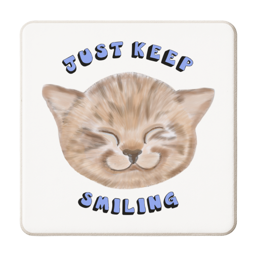 Just keep smiling kitten - personalised beer coaster by PixieDrew