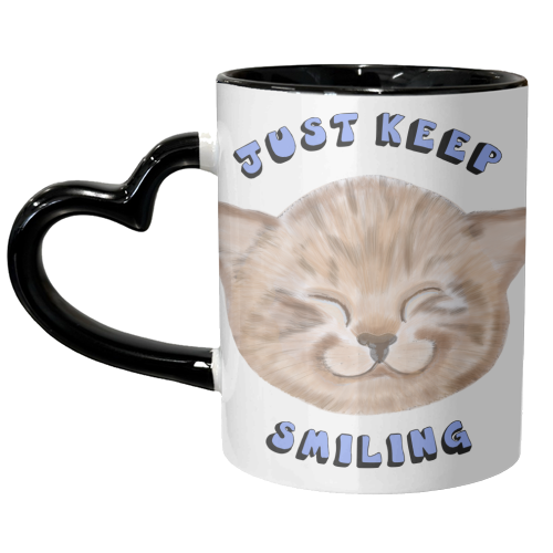 Just keep smiling kitten - unique mug by PixieDrew