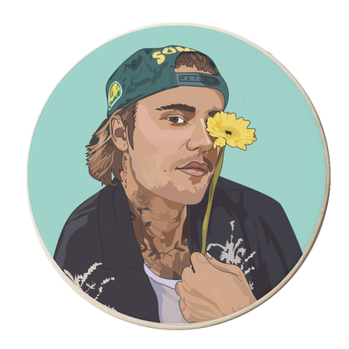 Justin Bieber Collection - personalised beer coaster by Catherine Critchley.