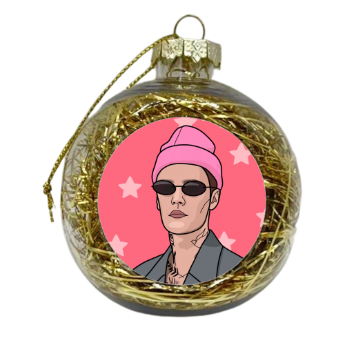 Justin bieber star print - xmas bauble by The Girl Next Draw