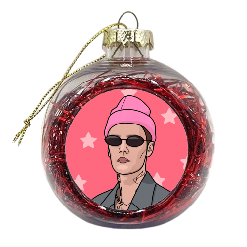 Justin bieber star print - xmas bauble by The Girl Next Draw