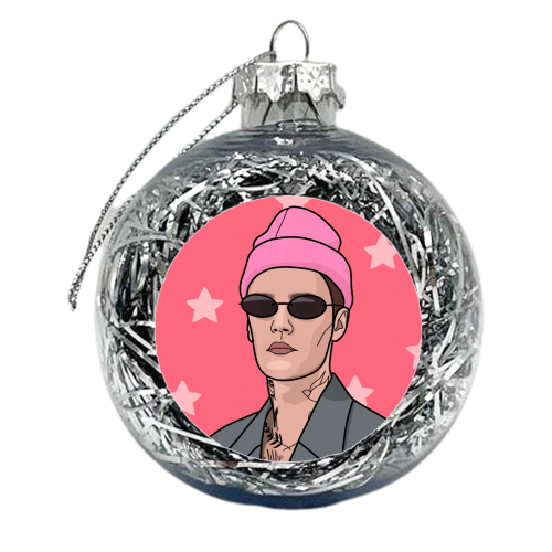 Justin bieber star print - xmas bauble by The Girl Next Draw