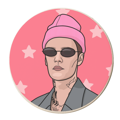 Justin bieber star print - personalised beer coaster by The Girl Next Draw