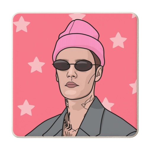 Justin bieber star print - personalised beer coaster by The Girl Next Draw