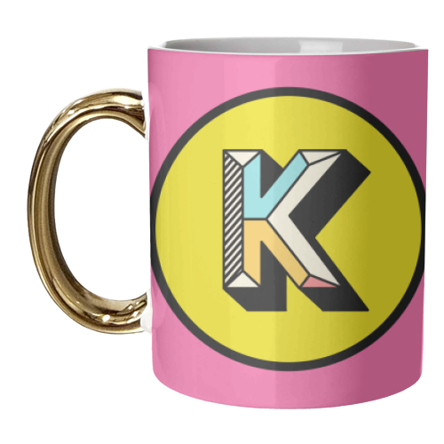 K - Bold Maximalist Colour Block Alphabet Letter Initial - unique mug by AbiGoLucky