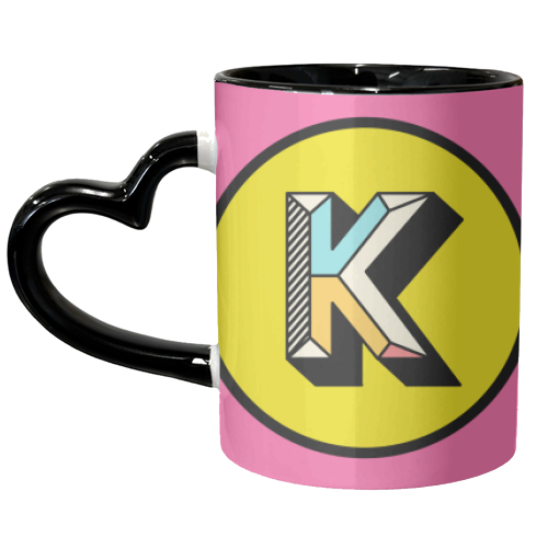 K - Bold Maximalist Colour Block Alphabet Letter Initial - unique mug by AbiGoLucky