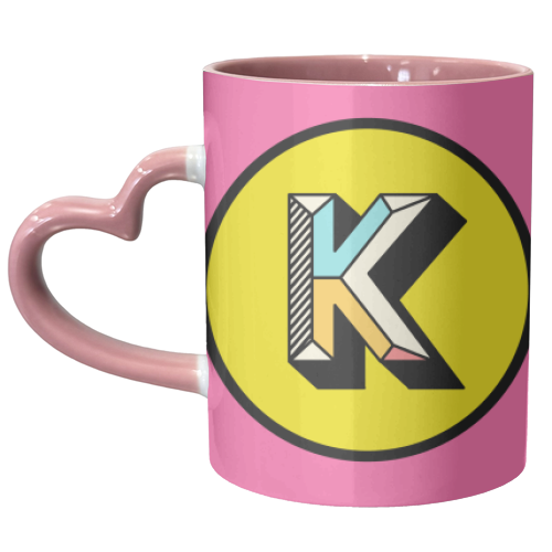K - Bold Maximalist Colour Block Alphabet Letter Initial - unique mug by AbiGoLucky