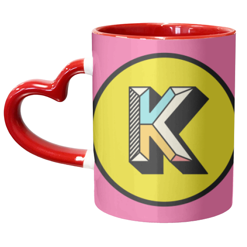 K - Bold Maximalist Colour Block Alphabet Letter Initial - unique mug by AbiGoLucky