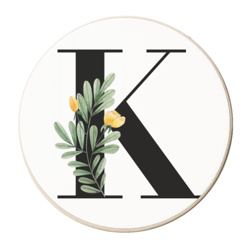 K Floral Letter Initial - personalised beer coaster by Toni Scott