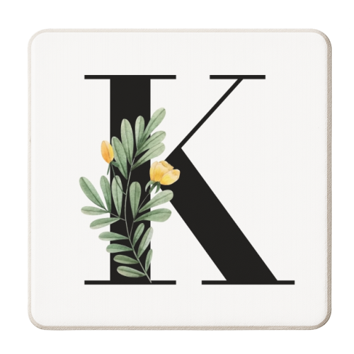 K Floral Letter Initial - personalised beer coaster by Toni Scott