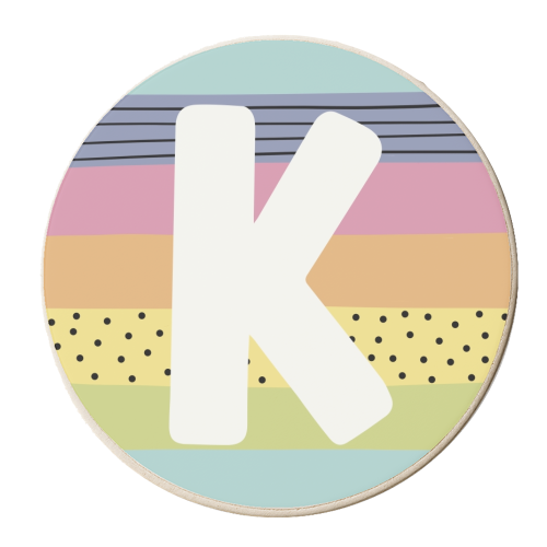 K - personalised letter initial modern rainbow - personalised beer coaster by Giddy Kipper