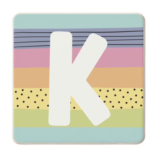 K - personalised letter initial modern rainbow - personalised beer coaster by Giddy Kipper