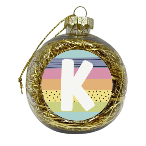 K - personalised letter initial modern rainbow - xmas bauble by Giddy Kipper