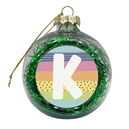 K - personalised letter initial modern rainbow - xmas bauble by Giddy Kipper