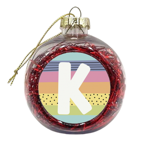 K - personalised letter initial modern rainbow - xmas bauble by Giddy Kipper