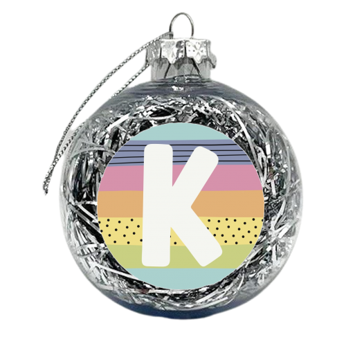 K - personalised letter initial modern rainbow - xmas bauble by Giddy Kipper