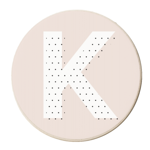 K Polka Dot Initial - personalised beer coaster by Toni Scott
