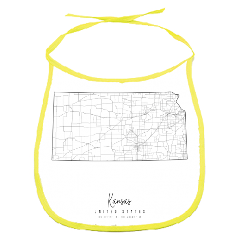 Kansas Minimal Street Map - funny baby bib by Toni Scott