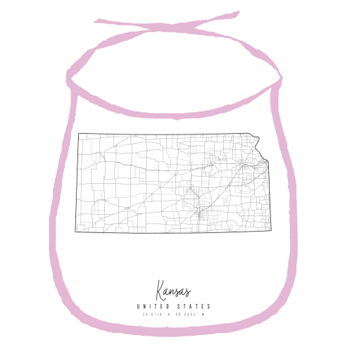 Kansas Minimal Street Map - funny baby bib by Toni Scott