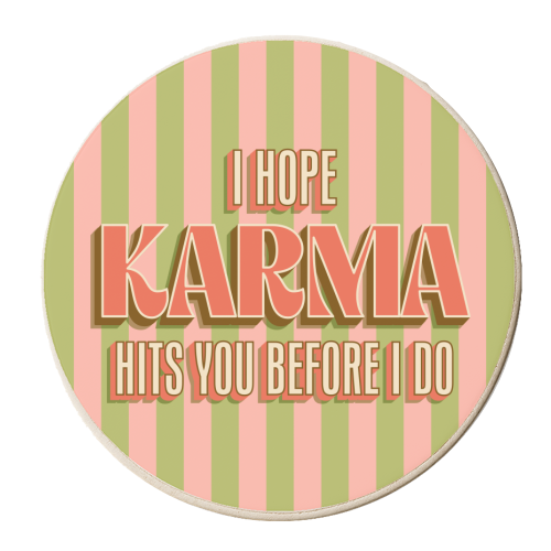 Karma - personalised beer coaster by Claire Atwood