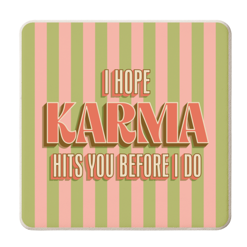 Karma - personalised beer coaster by Claire Atwood