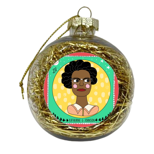 Katherine G Johnson Coaster - xmas bauble by Nichola Cowdery
