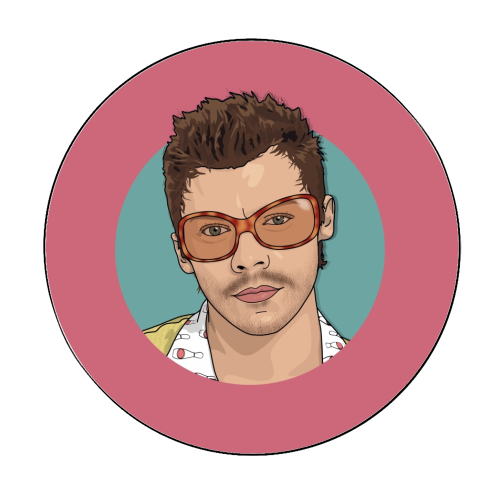 KATTDO Harry sunglasses illustration - Circle Sticker by The Girl Next Draw