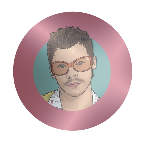 KATTDO Harry sunglasses illustration - Circle Sticker by The Girl Next Draw