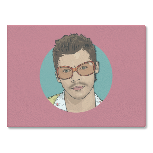 KATTDO Harry sunglasses illustration - glass chopping board by The Girl Next Draw
