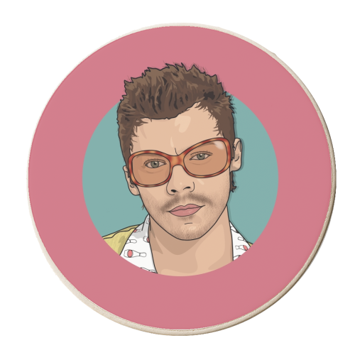 KATTDO Harry sunglasses illustration - personalised beer coaster by The Girl Next Draw