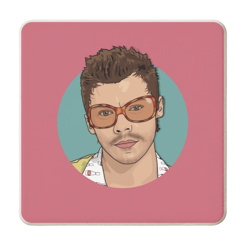 KATTDO Harry sunglasses illustration - personalised beer coaster by The Girl Next Draw
