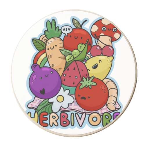 Kawaii Herbivore - personalised beer coaster by Alice Palazon
