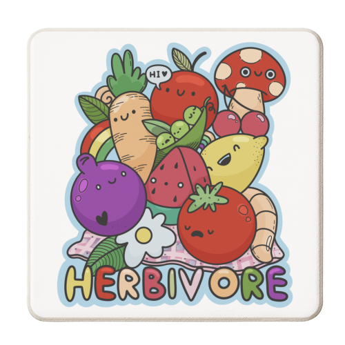Kawaii Herbivore - personalised beer coaster by Alice Palazon