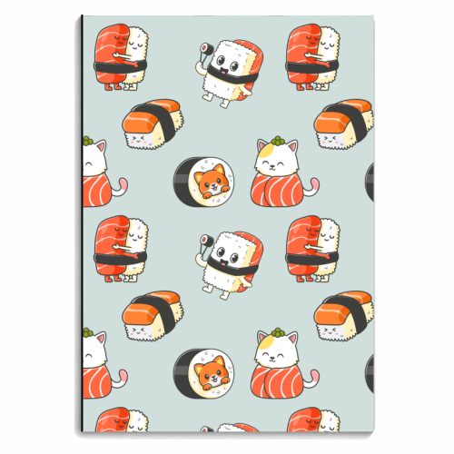 Kawaii Sushi Pattern - personalised A4, A5, A6 notebook by Ania Wieclaw