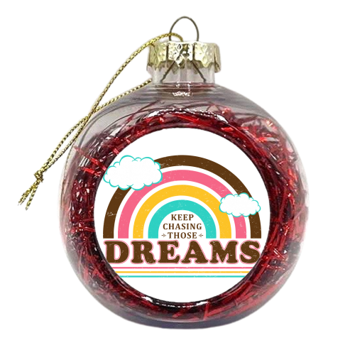 Keep Chasing Those Dreams - Cute Vintage Rainbow - Retro Design - xmas bauble by InspiredImages