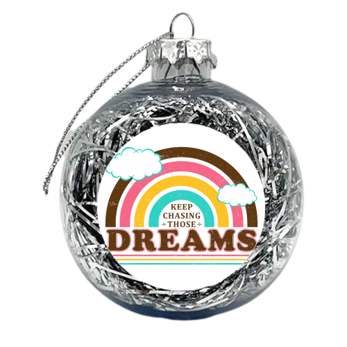 Keep Chasing Those Dreams - Cute Vintage Rainbow - Retro Design - xmas bauble by InspiredImages
