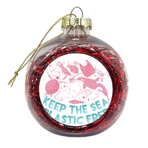 Keep The Sea Plastic Free - xmas bauble by Alice Palazon