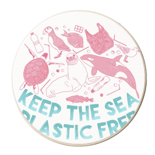 Keep The Sea Plastic Free - personalised beer coaster by Alice Palazon