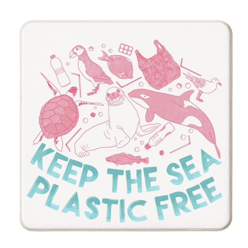 Keep The Sea Plastic Free - personalised beer coaster by Alice Palazon