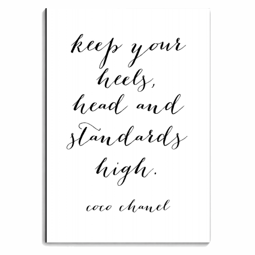 Keep Your Heels, Head and Standards High. -Coco Chanel Script - personalised A4, A5, A6 notebook by Toni Scott