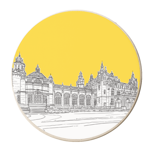 Kelvingrove Art Gallery & Museum, Glasgow (Scotland) - Yellow Colour Pop - personalised beer coaster by Adam Regester