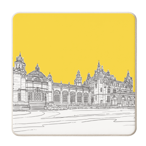 Kelvingrove Art Gallery & Museum, Glasgow (Scotland) - Yellow Colour Pop - personalised beer coaster by Adam Regester