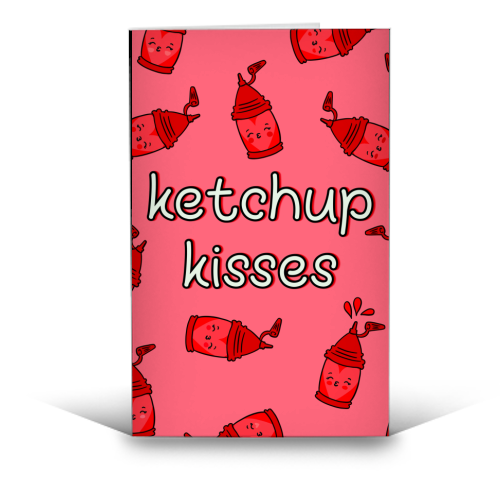 Ketchup Kisses | Tomato Sauce Lover | Cute - funny greeting card by Lisa Wardle