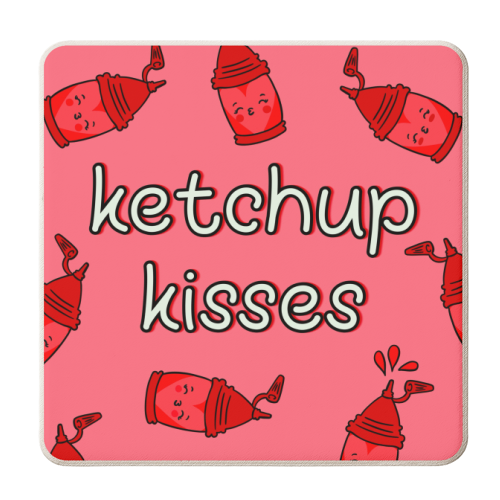 Ketchup Kisses | Tomato Sauce Lover | Cute - personalised beer coaster by Lisa Wardle